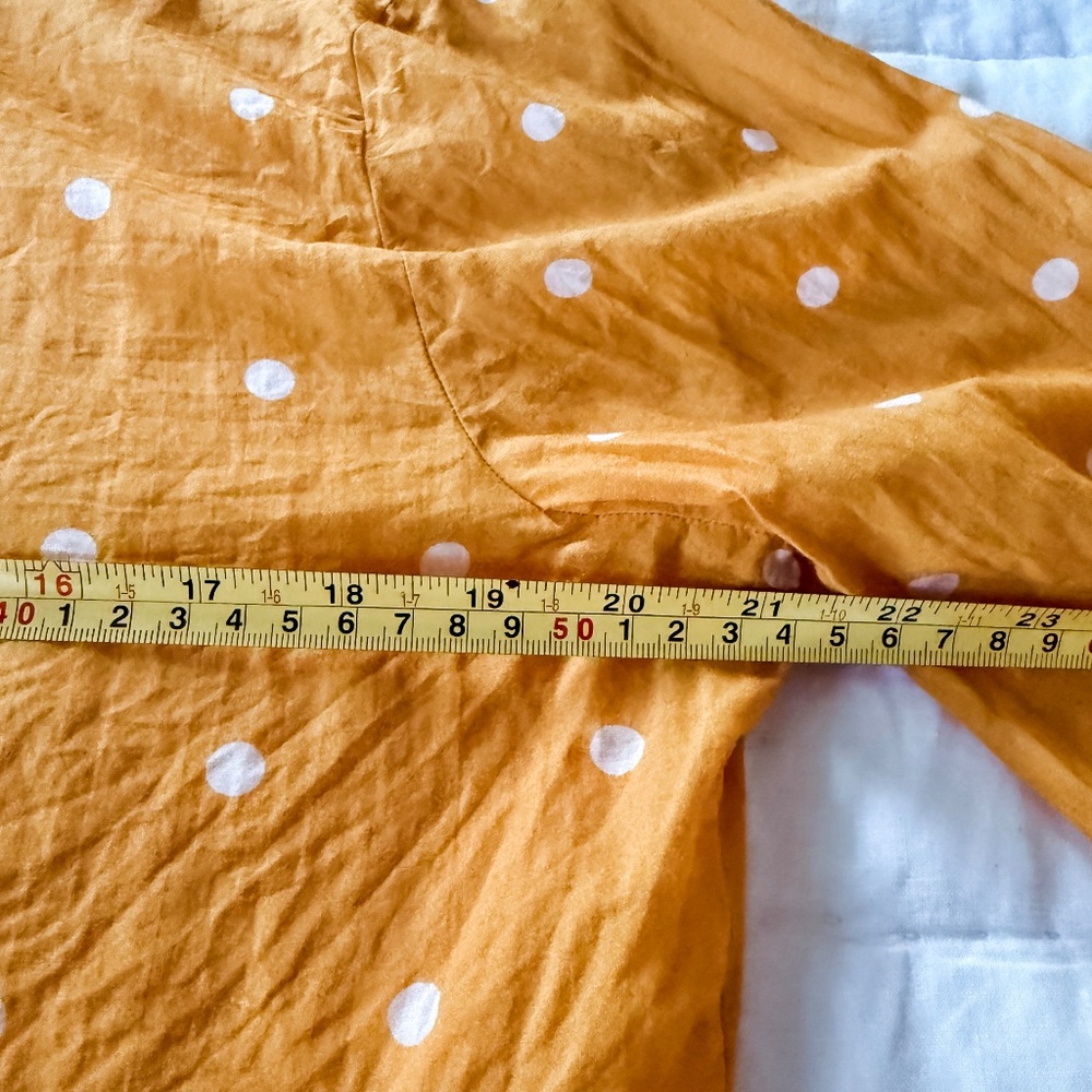 Sezane Ann shirt in Ochre with Ecru Polka Dots -- Size 10 US / 42 FR - Picture 7 of 10